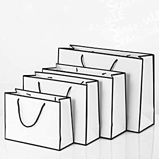  Fhff bolsa de papel kraft �10pcs bolsa de embalaje de papel kraft blanca grande bolsa de papel de regalo de prendas de vestir con asas peque�as compras de papel negro 43x32x14cm blanco