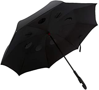  Big seller paraguas paraguas plegable plegable inverso doble asa larga para hombres grandes y para mujeres paraguas bidireccional de manos libres (color : negro)